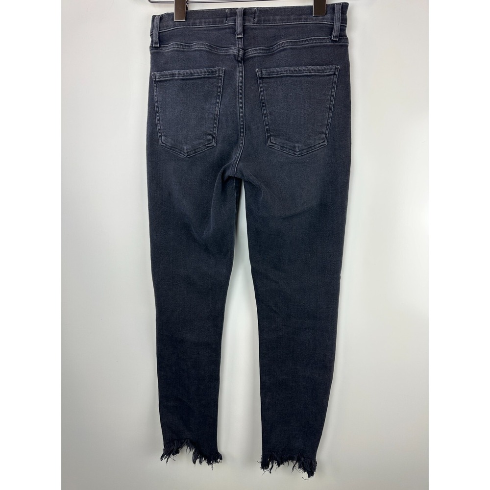 Agolde Sophie Ankle Jeans Raw Frayed Hem Faded Black Distressed Denim Size 26 - Picture 11 of 14